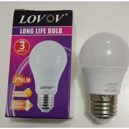 Lampu LED Lovov Warm White 3w 3 watt bulb cahaya kuning