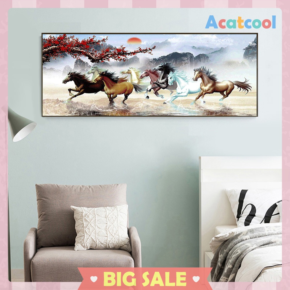 100x50cm Nine Running Horses Diamond Painting Full Round Drill Cross Stitch