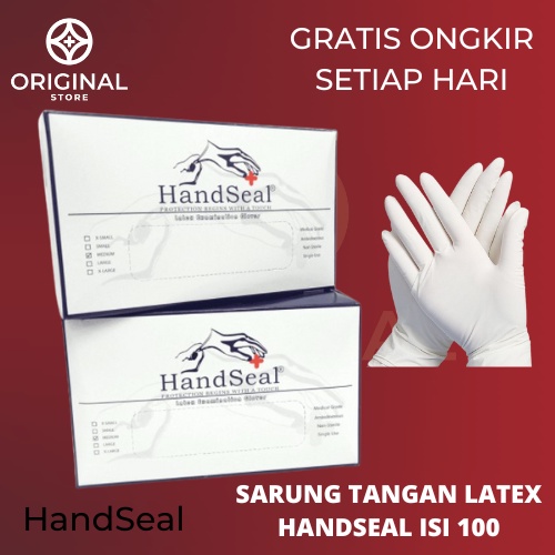 SARUNG TANGAN KARET LATEX POWDER FREE HANDSEAL - Isi 100