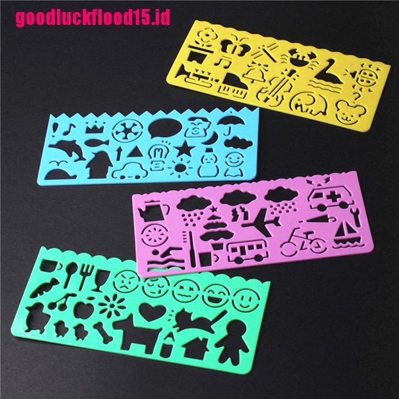 {LUCKID}4pcs Korea Stationery Cartoon Ruler Oppssed Drawing Template Mould