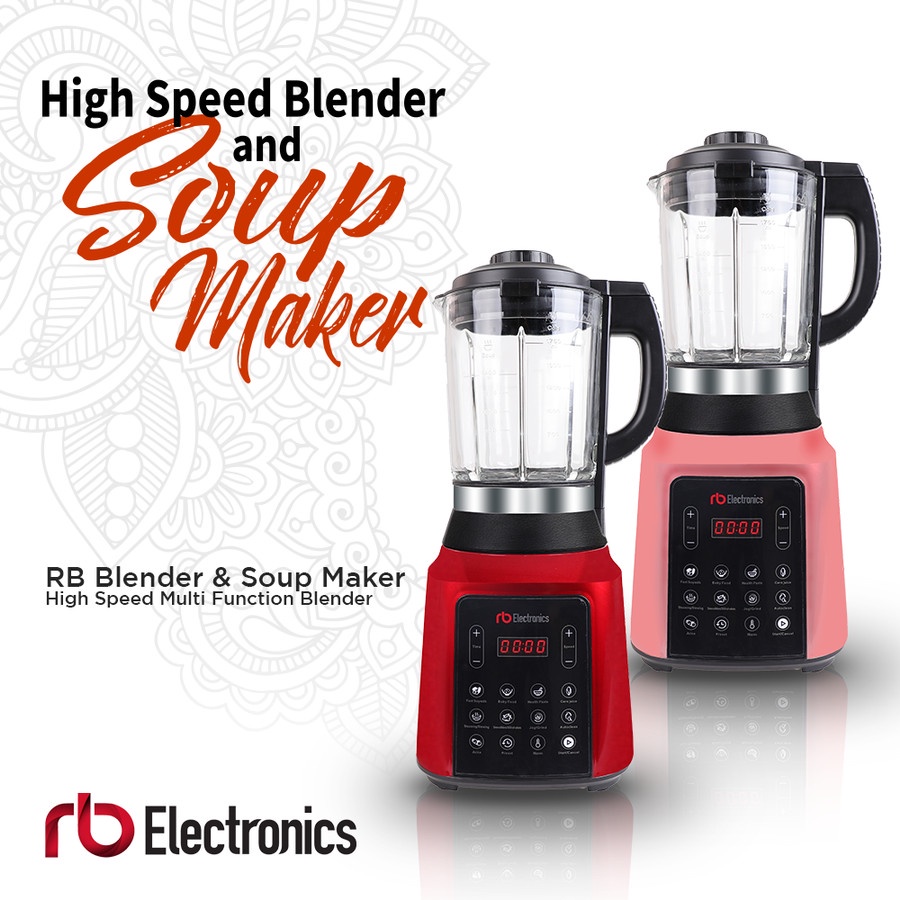 RB Blender Glass &amp; Soup Maker Multi Fungsi 11 in 1 Kapasitas 1750 ml