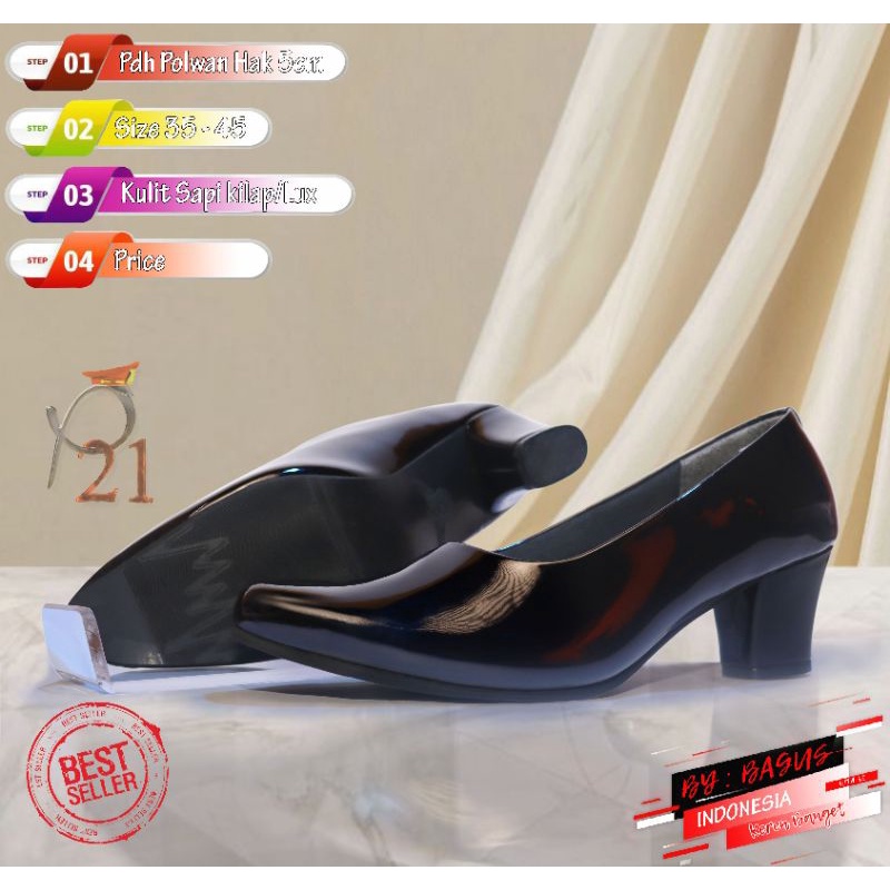 sepatu p21/ pdh polwan hak standart/pdh kilap/sepatu wanita pdh