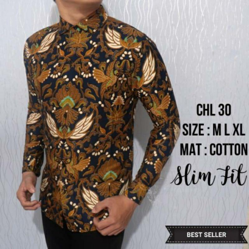 LBS 1050 HEM KEMEJA BATIK PRIA SLIM FIT LENGAN PENDEK LUIGI BATANI