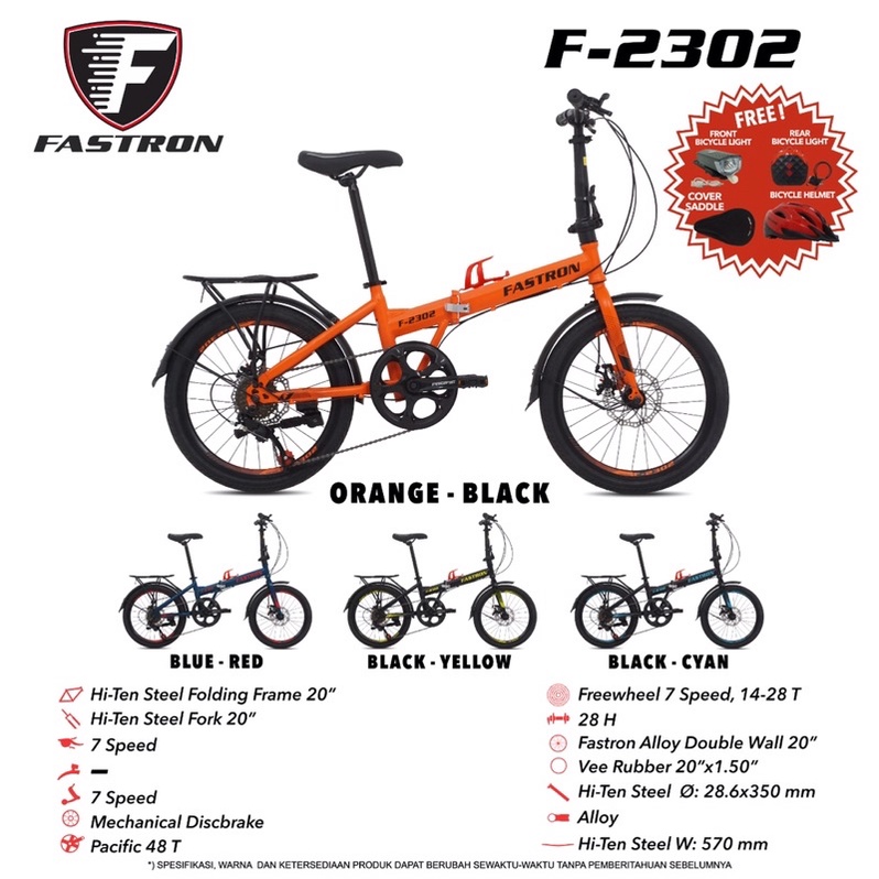 sepeda lipat fastron F-2302 plus helm