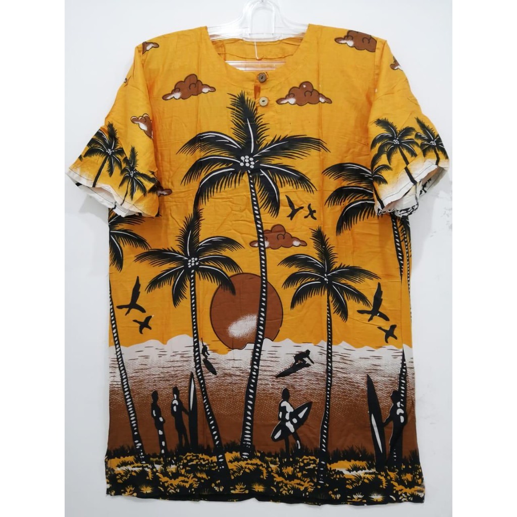 Kaos Pantai Hawaii Motif Kelapa Unisex