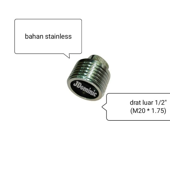 tutup drat luar 1/2" stainless 304 end plug dop pipa penutup cap kran