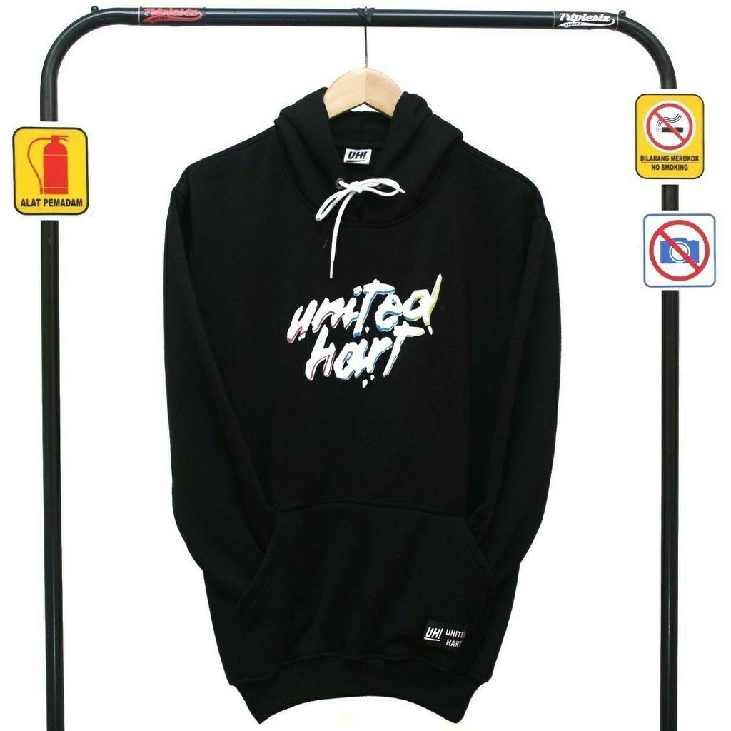 BAYAR DI TEMPAT HOODIE UNITED HART HITAM FLAZ PRIA WANITA