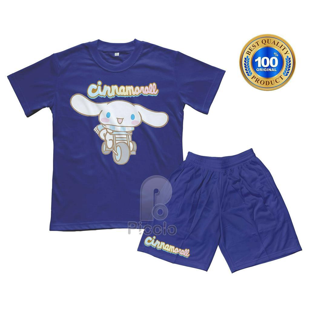 (FREE NAMA) BAJU KAOS SETELAN ANAK MOTIF KARAKTER SANRIO CINAMOROL Bahan COTTUN