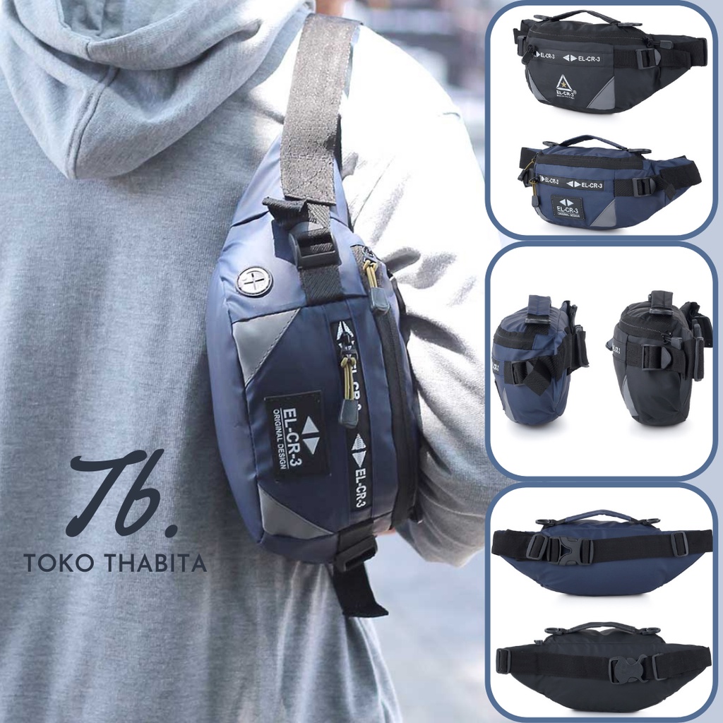 Toko Thabita Waistbag Simple Pria Multifungsi Tas Pinggang El-CR-3 Original Distro Waist Bag