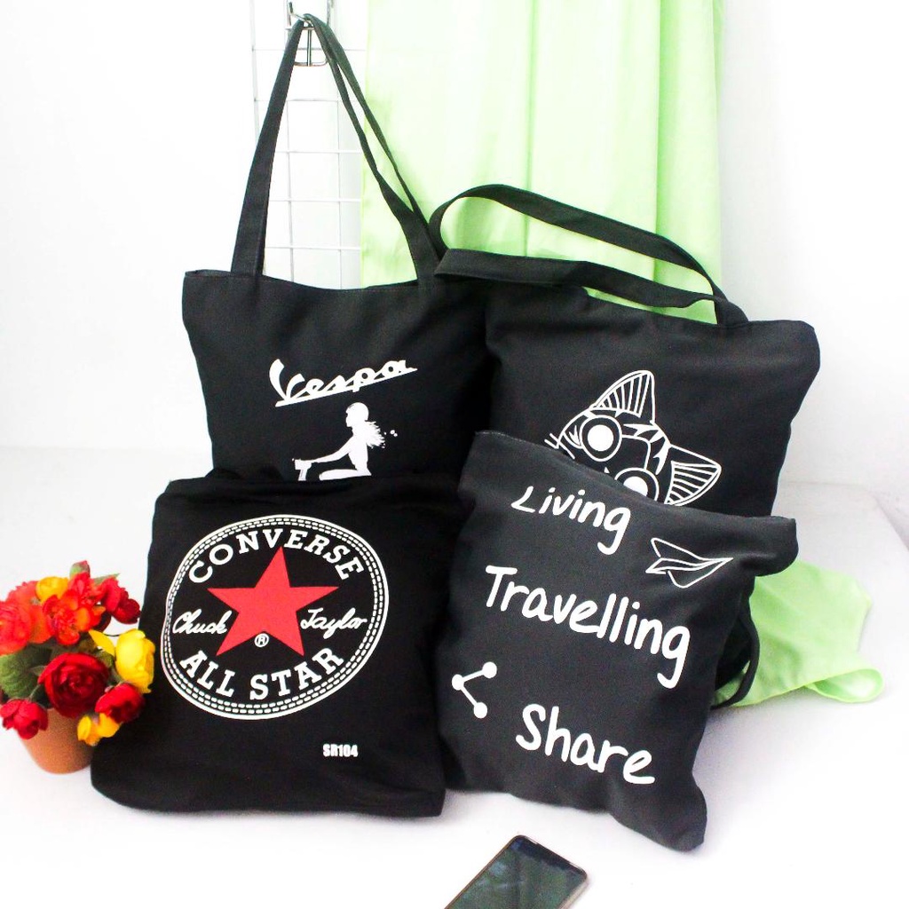 Totebag Resleting Totebag Kanvas Tebal Murah Tas Tote Bag Cewek Motif Tas Kuliah Tas Anak Muda Totebag Murah