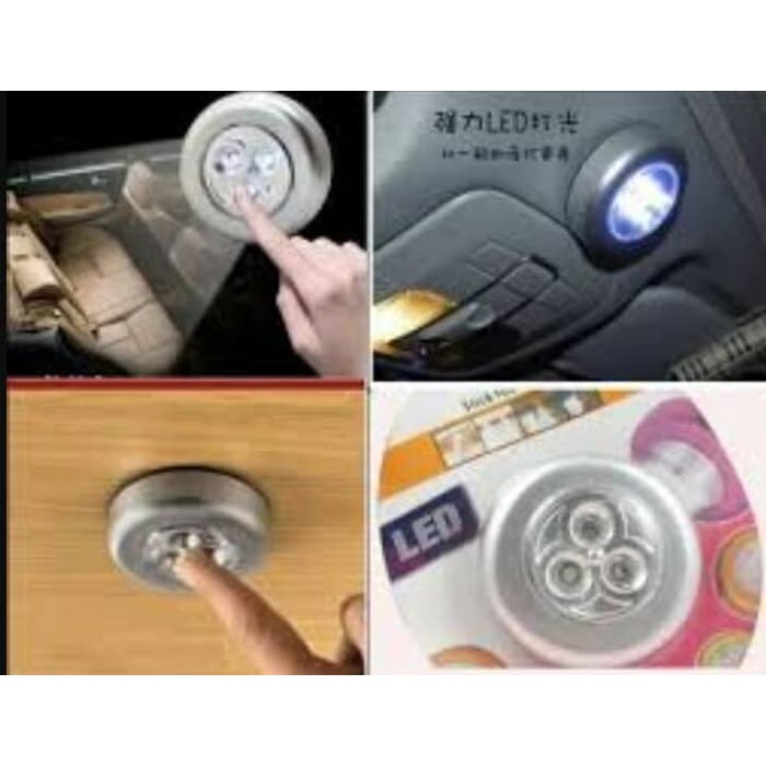 Stick Touch Lamp 1 Pcs Lampu Led Kabin Kolong Dashboard Mobil Darurat Emergency Tempel 3 Mata