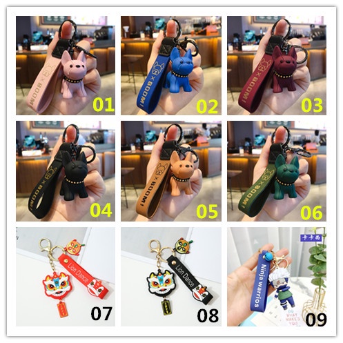 Gantungan Kunci Bentuk Boneka Kartun panda Bulldog Naruto Bahan Kulit PVC Gaya Korea Untuk Tas Ransel