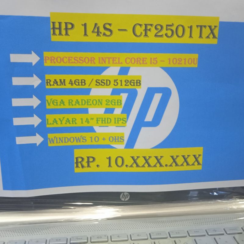 HP 14S - 2501TX I5 10210U 4GB SSD 512GB RADEON 2GB