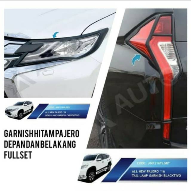 Garnish lampu mitsubishi pajero 2016 keatas hitam dof