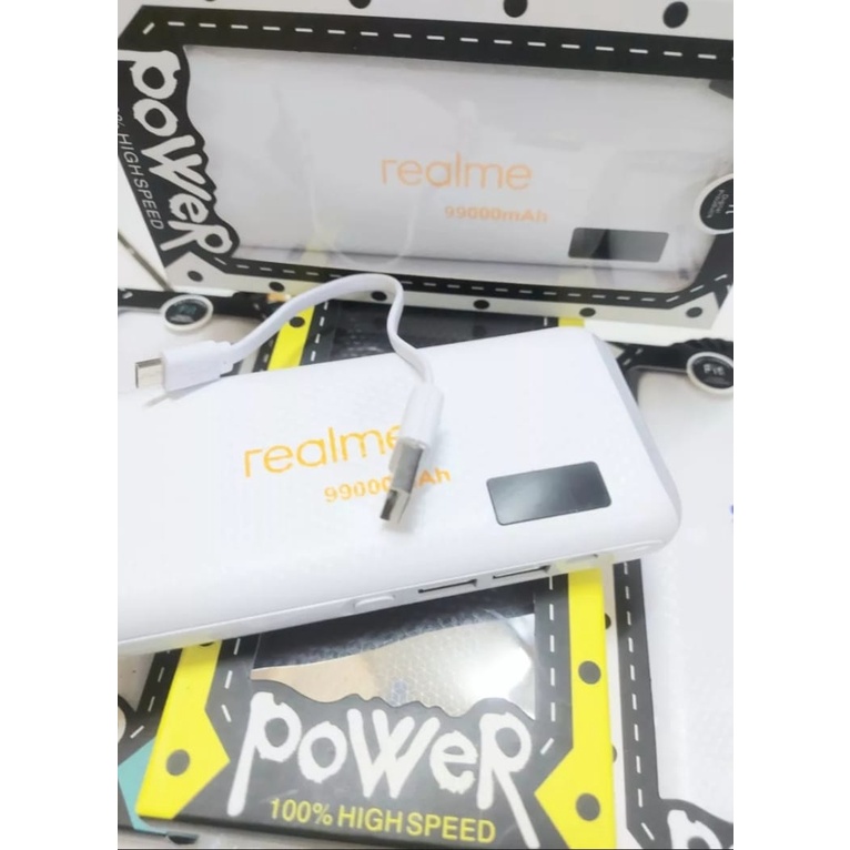 POWERBANK 99000Mah REALME 3 USB PORT LED FLASH DIGITAL LEATHER LCD INDICATOR LED