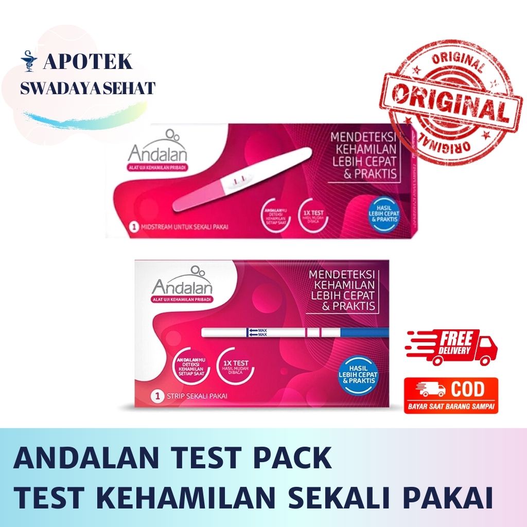 ANDALAN Stik Midstream Test Pack /  STRIP / Tes Kehamilan Sekali Pakai / Uji Hamil / Cek HCG