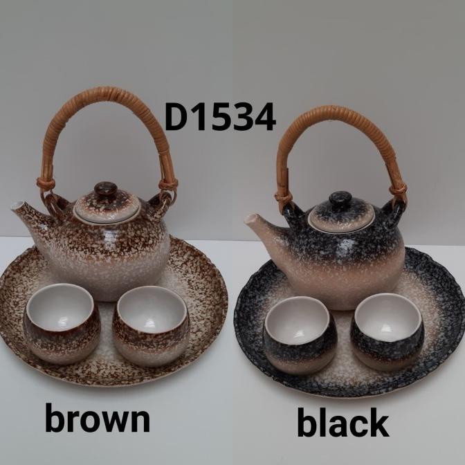 GOJEK GRAB TEKO KERAMIK SET GELAS MOTIF ANTIK TEKO SET TEASET D1534SET