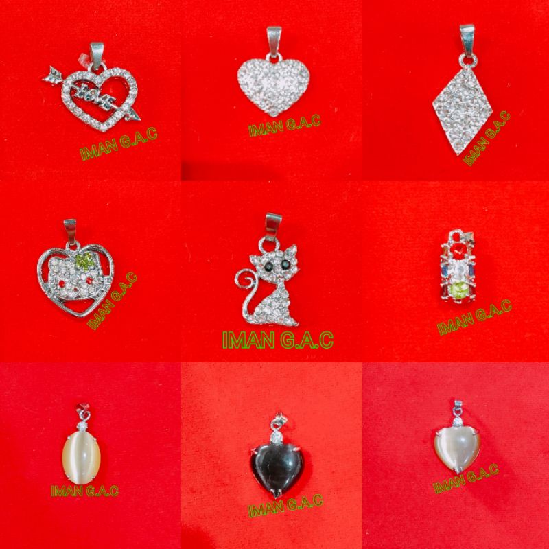 liontin isi 3pcs/bandul kalung love,kucing permata/liontin kalung wanita love