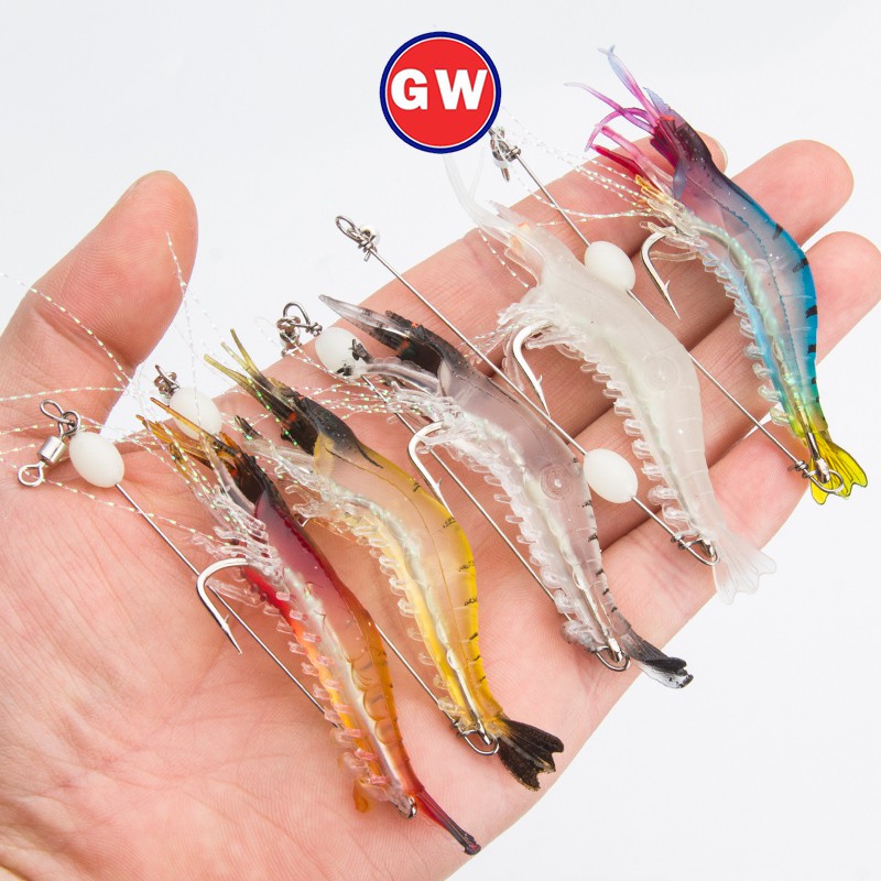 Soft Plastic Shrimp Lure relix nusantara Umpan Pancing Luminous Umpan Pancing Buatan Umpan Mancing Umpan Mancing Umpan Pancing Udang Umpan Ikan Shrimp Kail Pancing Mata Kail Udang Alat Pancing Umpan Udang Alat Pancing Murah 5pcs/lot 9.5cm 6.5g