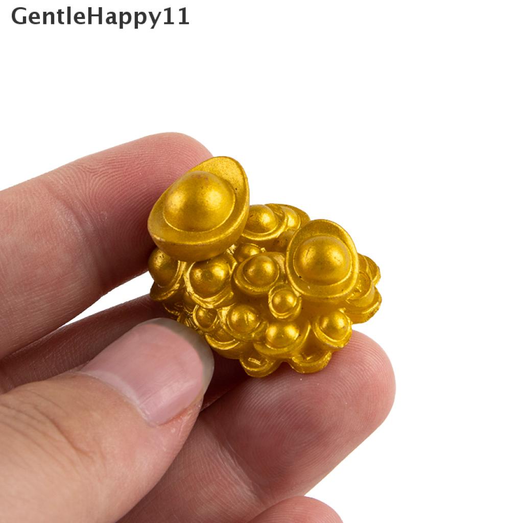 Gentlehappy Mini Menguntungkan Emas Ingot Ornamen Beruntung Yuanbao Fengshui Dekorasi Kerajinan Rumah Boneka