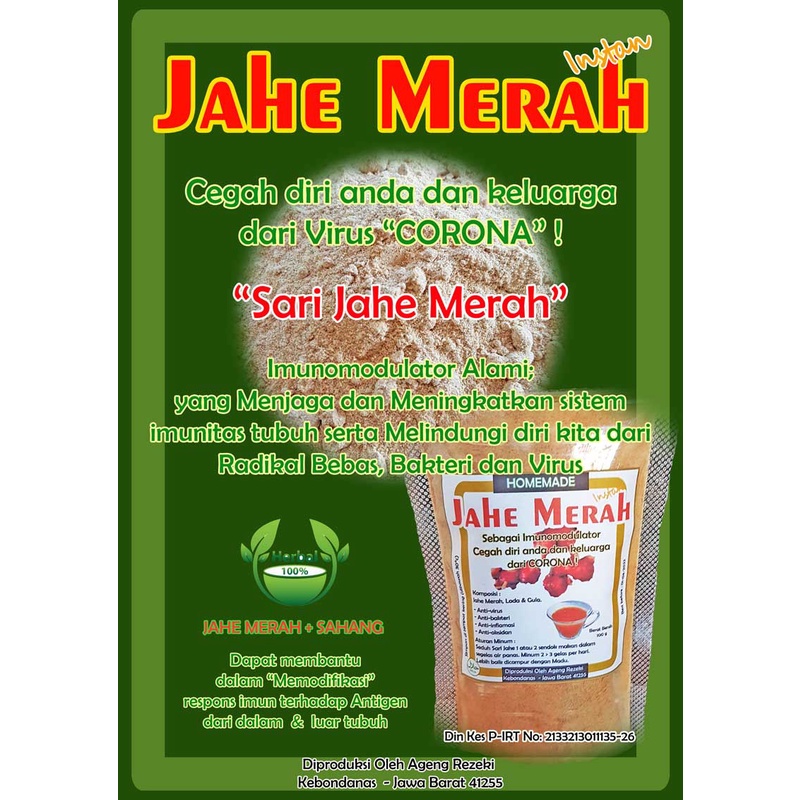 

Jahe Merah Anti corona, anti bakteri, anti radang, murah...