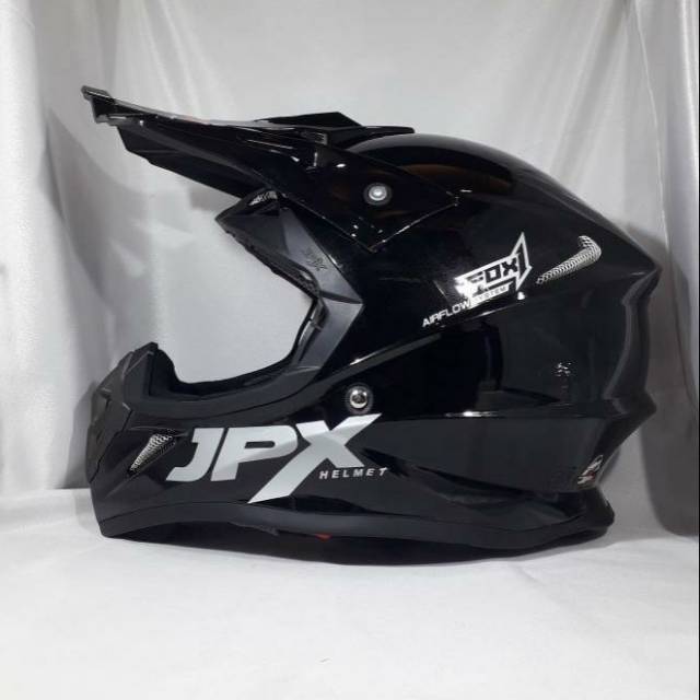 Helm Cross jpx polos warna hitam kilat