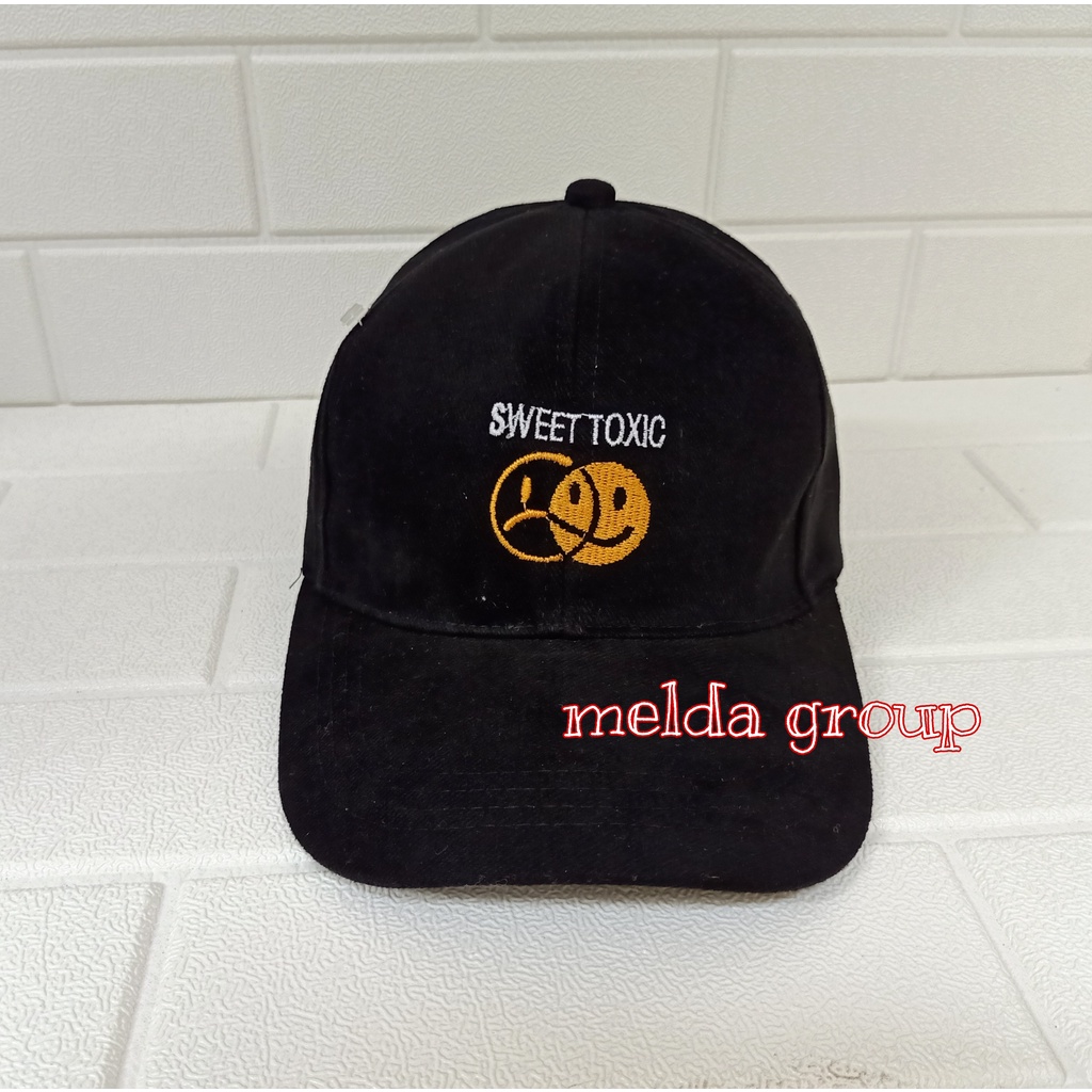 New Topi Baseball Distro Hat Sweet Toxic Model Terbaru Topi Pria Wanita Terkeren Bahan Rappel (Jeans)