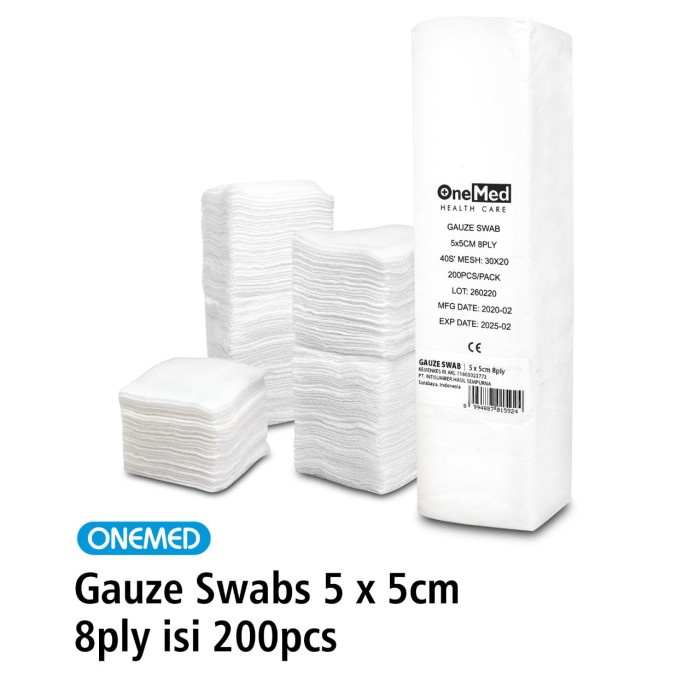 Kasa Lipat Gauze Swabs 5 x 5cm 8ply OneMed Pak isi 200 OJ2