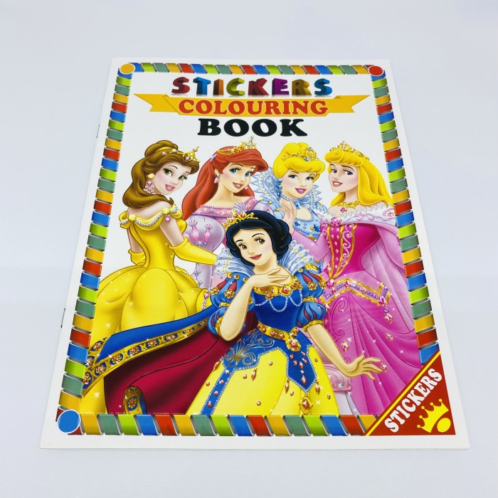 Buku mewarnai gambar anak sticker activity book disney princess KODE PROMO 321