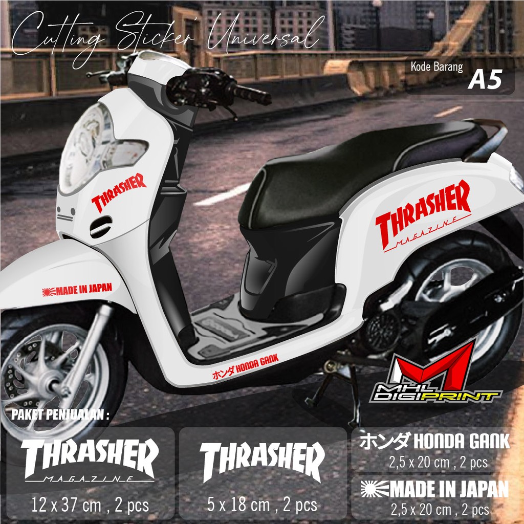 CUTTING STIKER THRASHER - STRIPING THRASHER - SEMUA TIPE SCOOPY dan GENIO - A5 COD/BAYAR DITEMPAT