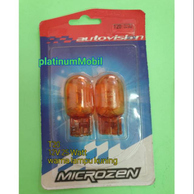 Lampu bohlam T20 12v 25W warna kuning autovision 1 set