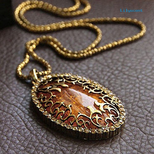 Kalung Rantai Panjang Liontin Model Hollow Gaya Vintage Untuk Wanita