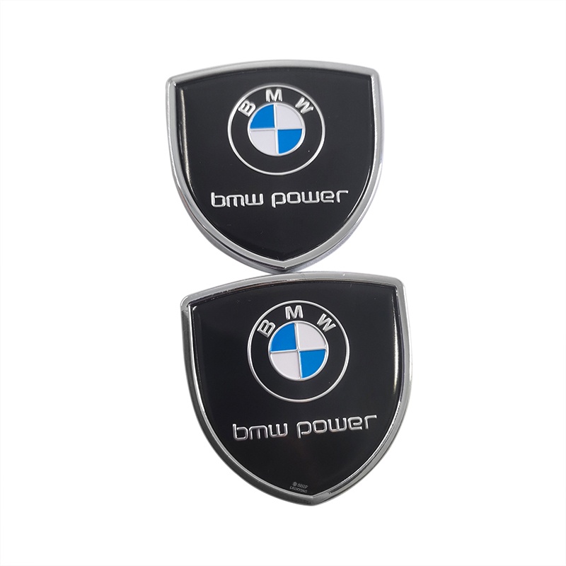 2pcs Stiker Emblem Logo BMW POWER Bahan Metal Untuk Dekorasi Mobil