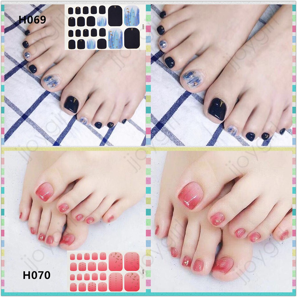 H Stiker kaki kuku 3D Kartun Motif Stiker Kuku Gambar Hiasan kuku Glitter Toenail Sticker 22PCS