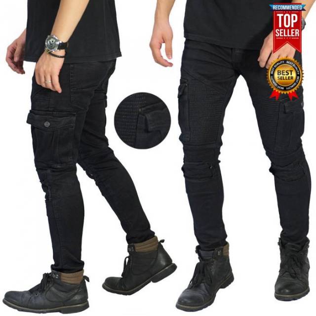 CELANA ARIEL NOAH CARGO CELANA TACTICAL JEANS/DENIM BIKER BLACK