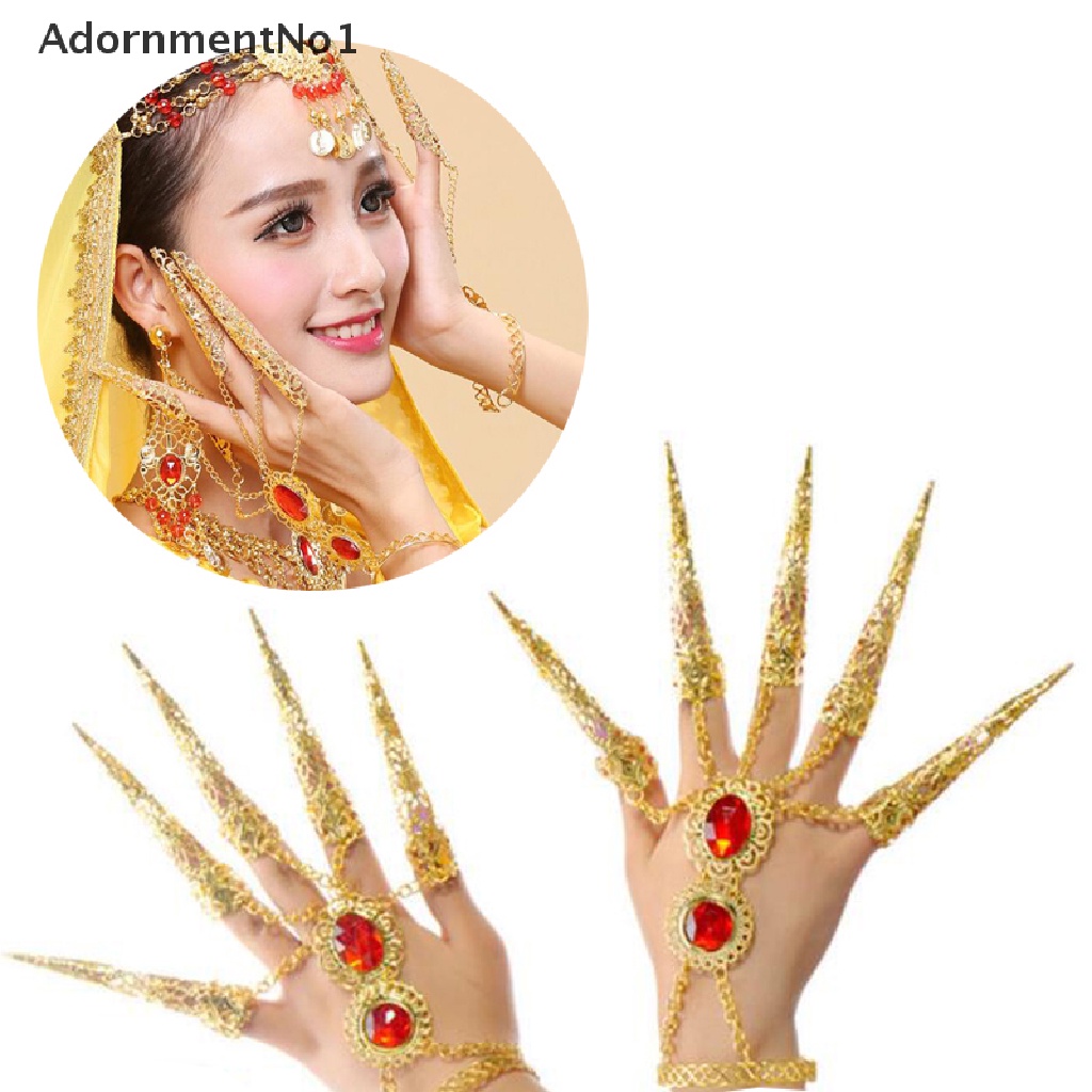 (AdornmentNo1) Cincin Kuku Panjang Warna Gold Untuk Perhiasan Wanita / Tari Perut