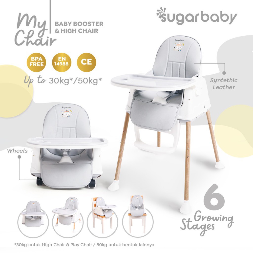 FREE BUBLEWARP Sugar Baby High Chair (Baby Booster &amp; High Chair) : 6 Growing Stages