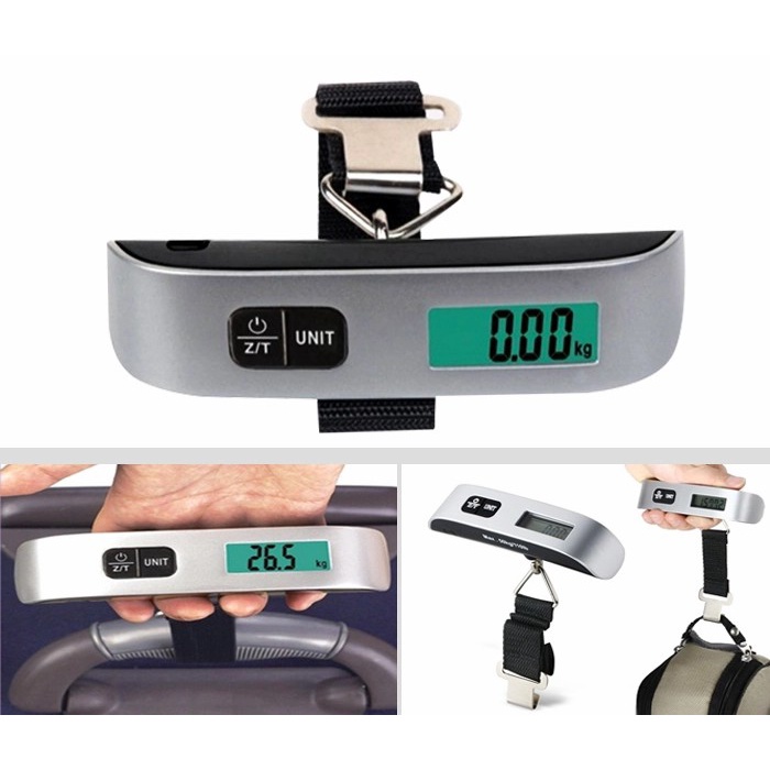 Timbangan Travel Gantung Digital Koper Silver Electronic Luggage Scale