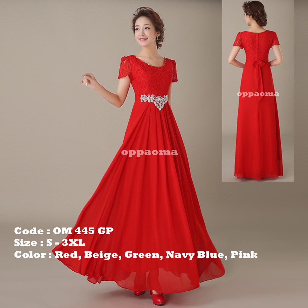 Gaun pesta simple modern elegan oppaoma OM 445 GP