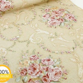 PROMO Wallpaper Sticker Dinding CREAM MAWAR PINK Elegan 