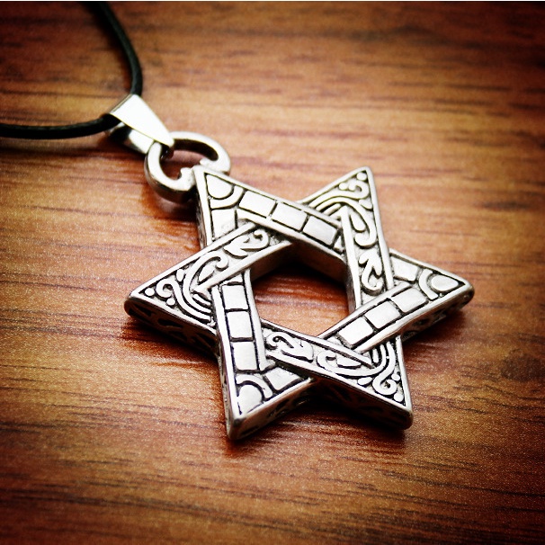 European and American style double-sided six-pointed star pendant fashion all-match student pendant personalized titanium steel men's pendant necklace