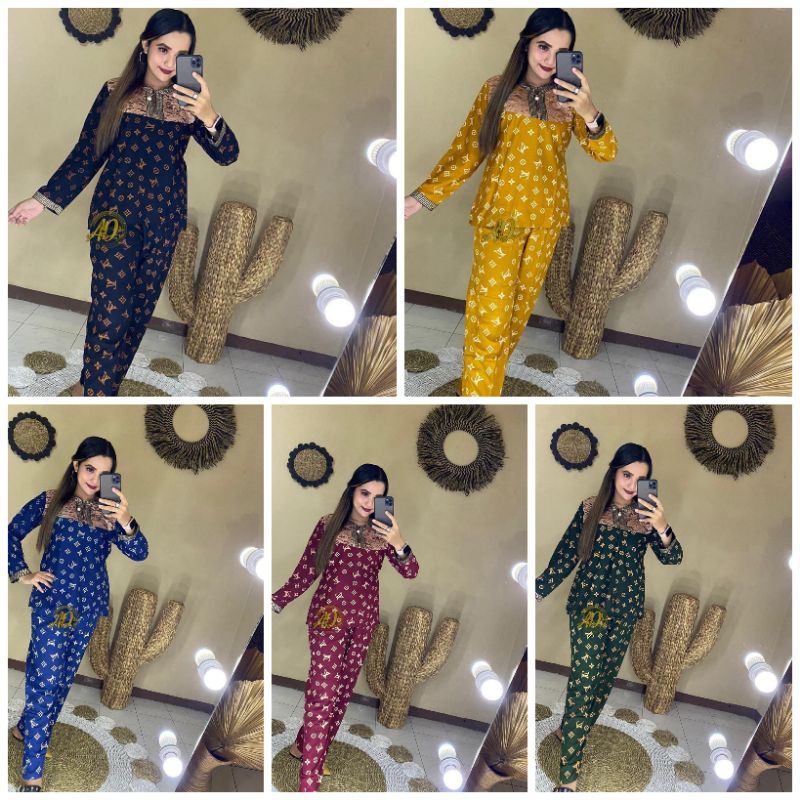 SETELAN DASTER ARAB MOTIF DENADA LENGAN PANJANG