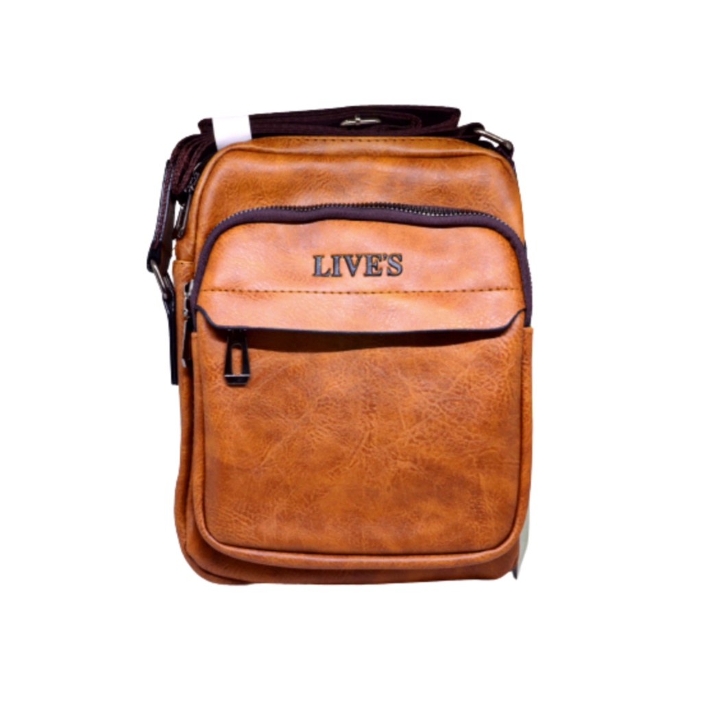 TAS SELEMPANG PRIA LIVES KULIT / LEATHER SLING BAG LIVES / TAS SELEMPANG LIVES 2-13