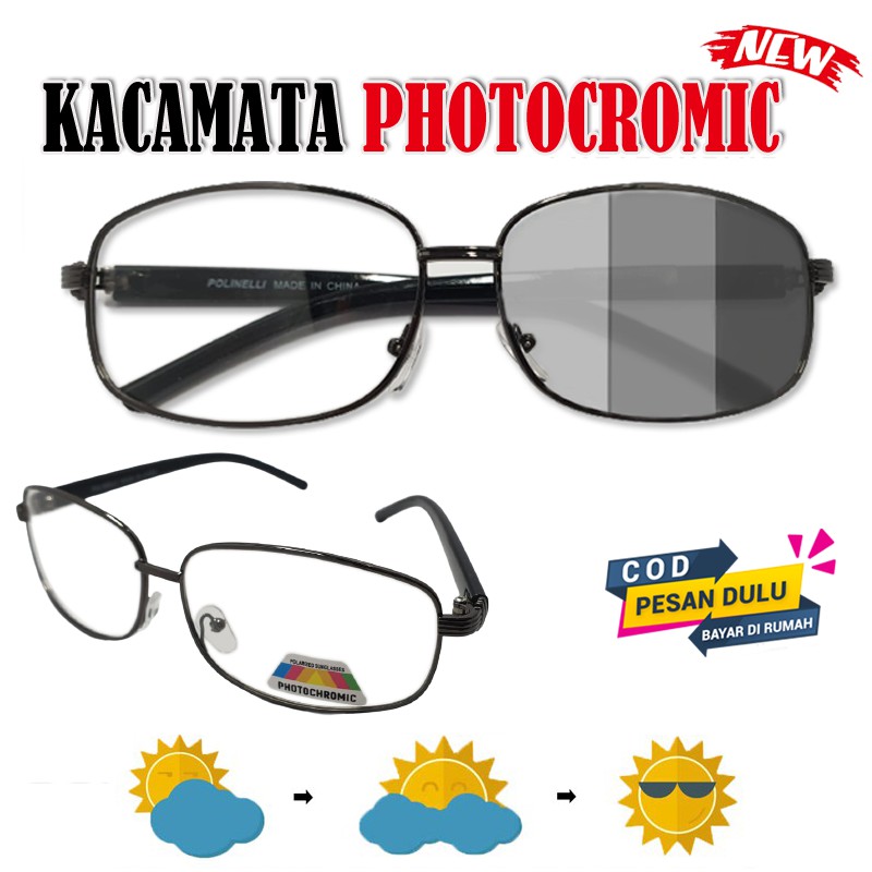 Kacamata Photocromic Lensa Normal Berubah Warna Premium Clear Pria Wanita ANTI UV ANTI SILAU