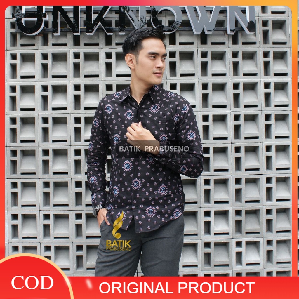 Batik Prabuseno Original AJI ADIRAGA Kemeja Pria Lengan Panjang Slim Fit Terbaru 2022 Modern Elegan 