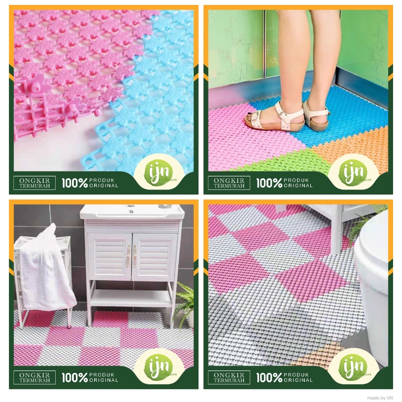 PALING MURAH Karpet Anti Slip Kamar Mandi POLKADOT PVC Alas Anti Licin Dapur Mat Non slip 25x25cm