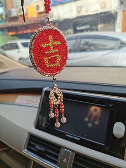 Gantungan Spion imlek chinese konyen guonian new year FU (Hoki) dan Ji xiang (Goodluck) 2 sisi BLINK