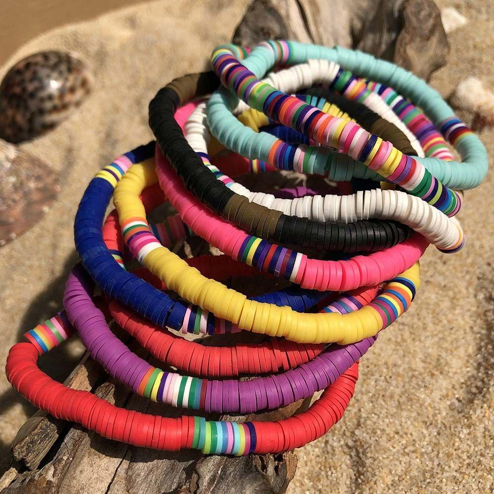 Needway   Bohemian Clay Gelang Klasik Elastis Musim Panas Hadiah Wanita Pantai Bangles