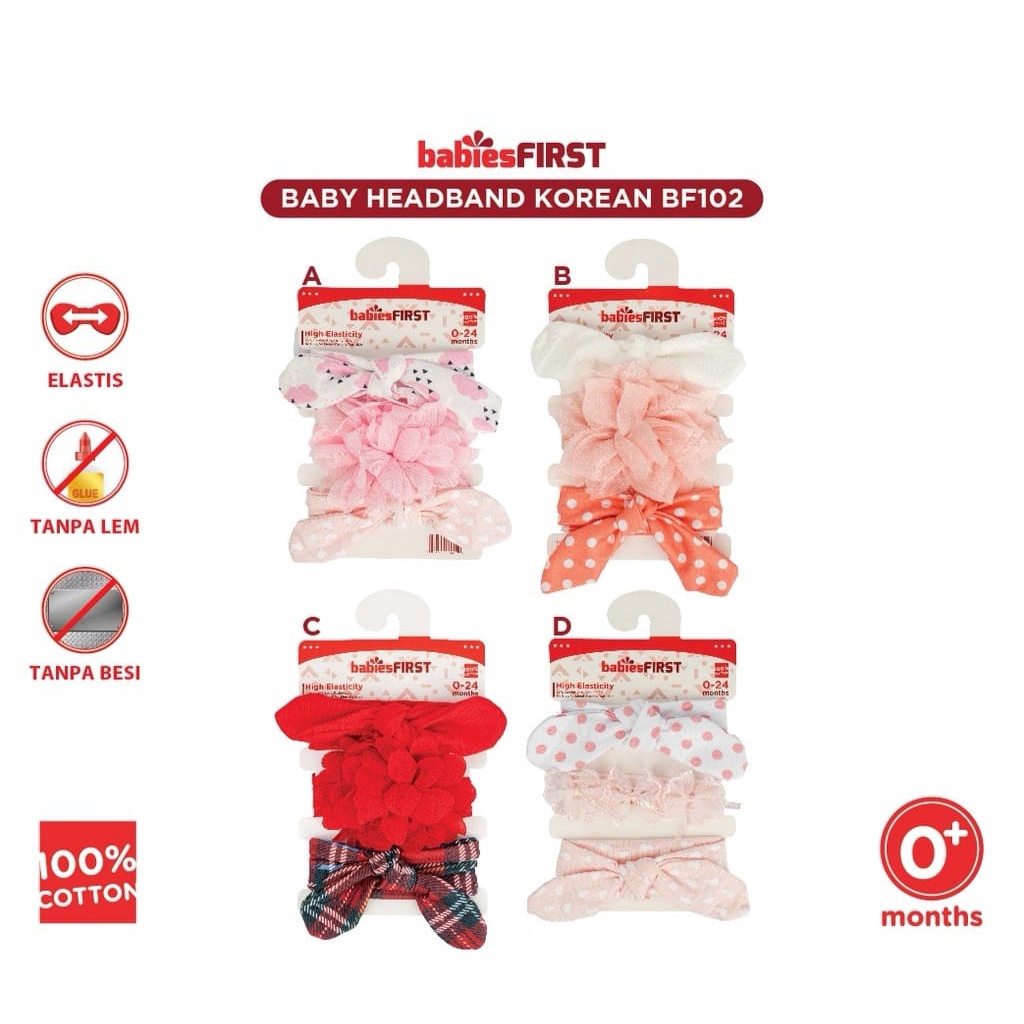 BabiesFirst Korean Baby Headband Set isi 3 - Bandana Bayi BF101/102/103