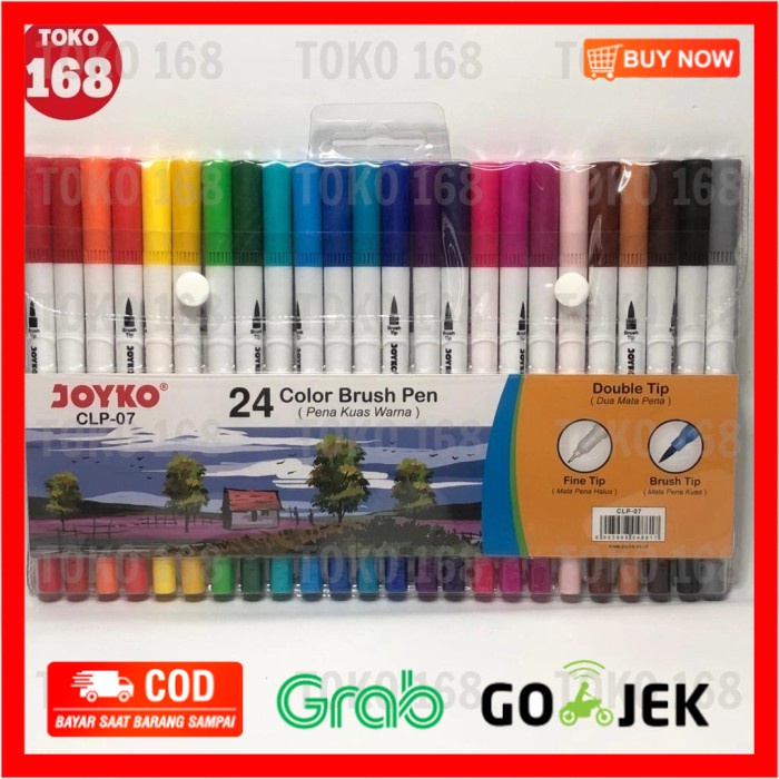 

(BISA COD) JOYKO Color Brush Pen 24 Colors/ Pena Kuas Warna 24 Warna CLP-07 (SET)